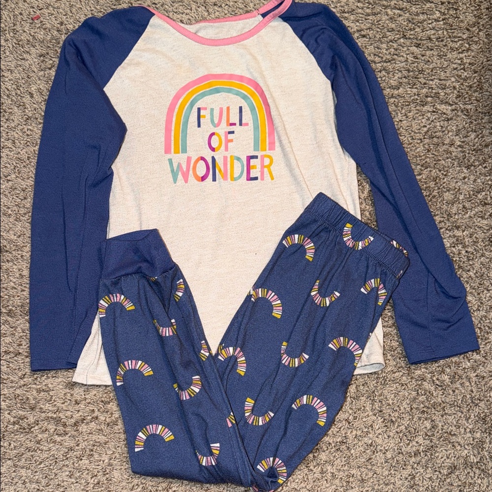 Cat & Jack "Full of Wonder" Navy & White Rainbow Pajama Set